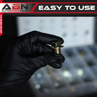 ABN Oil Drain Plug 76pc Assortment – SAE & Metric Drain Plugs & Washer Gasket Set Compatible with Jeep GM Ford Toyota
