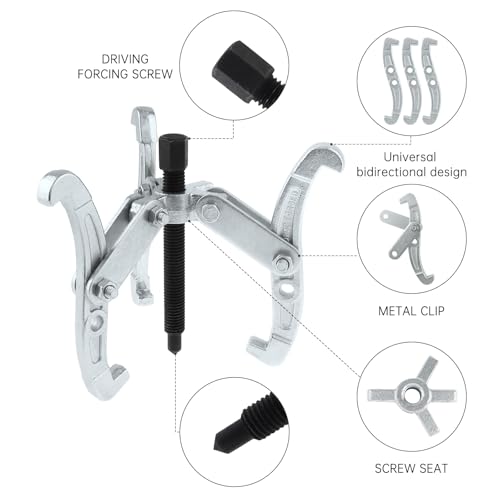 ChgImposs 4 Inch 3-Jaw Gear Puller, 2 Jaw 3 Jaw Puller for Pulley Gears Bearings and Flywheels, Heavy Duty Pulley Puller with Reversible Jaws, High Carbon Steel Removal Tool Bearing Puller Tool - size: 4 Inch