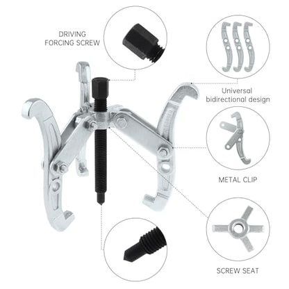 ChgImposs 4 Inch 3-Jaw Gear Puller, 2 Jaw 3 Jaw Puller for Pulley Gears Bearings and Flywheels, Heavy Duty Pulley Puller with Reversible Jaws, High Carbon Steel Removal Tool Bearing Puller Tool - size: 4 Inch