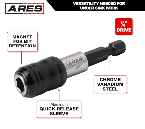 ARES 36000 - One Touch Bit Holder - One Touch Mechanism Makes Bit Change a Breeze - Works With All 1/4-Inch Drive Bits - size: One Touch Bit Holder