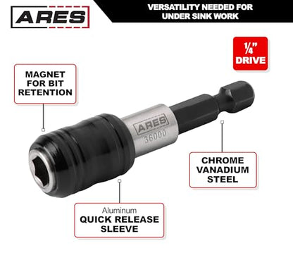 ARES 36000 - One Touch Bit Holder - One Touch Mechanism Makes Bit Change a Breeze - Works With All 1/4-Inch Drive Bits - size: One Touch Bit Holder