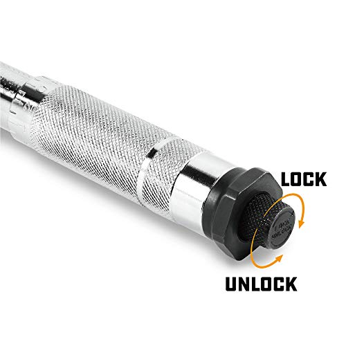 Powerbuilt Micrometer Torque Wrench, 1/2-Inch Drive, Reversible Ratchet Clicks, Lockable, 30 to 150 Foot Pound Range - 644999 - size: 1/2 in.