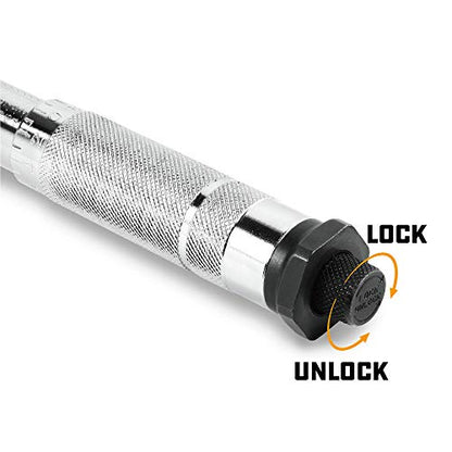 Powerbuilt Dual Drive Torque Wrench, 3/8 and 1/2 Inch Drives, 10ft Lbs, 19-inches Long, 10-150 Feet Range, Micrometer Style Torque Ranges 944001 - size: 1/2 in. and 3/8 in.