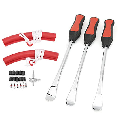 Tire Spoon Lever Iron Tool Set, Professional Tire Changing Kit with Valve Core Tool for Motorcycle Bike ATV, Chrome Vanadium Steel Tire Repair Tool Kit