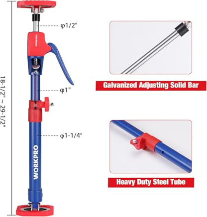 WORKPRO Cabinet Jack Support Pole, 18.5" to 29.5" Steel Telescopic Quick Support Rod Adjustable 3rd Hand Support System with 154 lbs Capacity for Cabinet Jack, Drywall Jack& Cargo Bars, 4-Pack - size: Short-18.5"-29.5" 4PC
