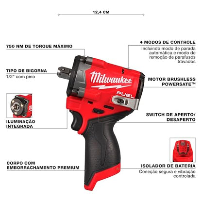 Milwaukee Electric - M12 FUELTRADE Stubby 1/2 Impact Wrench (Tool Only)