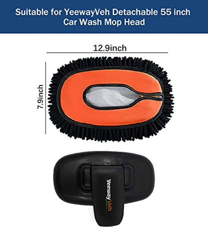 YeewayVeh Car Wash Brush Replacement Cover, Soft Microfiber Car Wash Mop Head Compatible with 55" Long Handle Car Wash Brush and 15° Curved Pole Car Wash Mop, Orange - color: Orange (Brush Head)