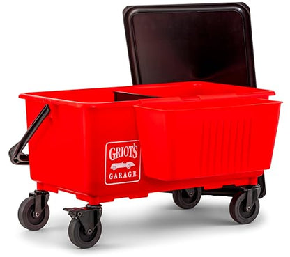 Griot's Garage Ultimate Wash Bucket II for Vehicle Cleaning, Detailing, Car Washing with Built-in Measuring Cups and Removable Divider, Includes Bucket, Casters, Caddy, and Lid, 6 Gallon