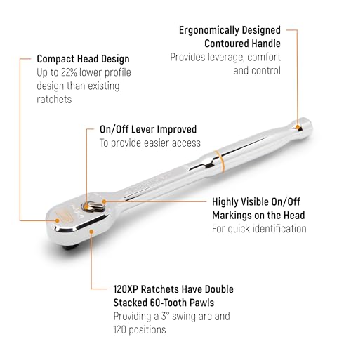 GEARWRENCH 3/8" Drive 120XP Dual Material Handle Flex Head Teardrop Ratchet | 81210XP - style: Dual Material