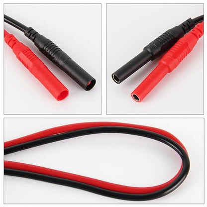 Meter Test Lead Extension Male to Female Connector Multimeter Test Lead 4mm Banana Plug to Jack Extensions Heavy Duty 14AWG Silicone Wires for Professional Electrical Testing - color: 1set male to female