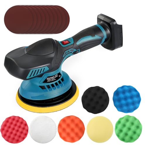 6" Cordless Car Polisher for Makita 18V Battery,6-Speed Orbital Buffer | Brushless Motor,Orbital Polisher,Car Buffer Waxer Kit,Portable Waxing & Detailing Machine for Cars