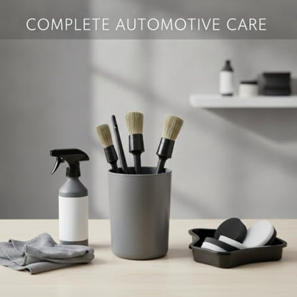 3-Piece Car Detailing Brush Set, Durable PP Plastic Tools for Interior Vents, Dashboards, and Exterior Wheels - color: Black