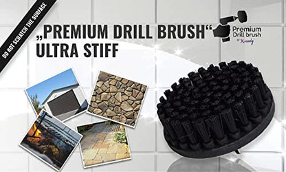Premium Drill Brush Professional – Ultra-Stiff 4 in Black | Scratch-Free Heavy-Duty Cleaning Brush for Concrete, Brick, Stone, Metal, Masonry, Garage, BBQ Grills, Rust and Construction Tools - color: Black