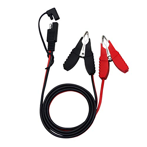CERRXIAN 3.2ft 12V 14AWG Alligator Butterfly Clip to SAE Connector Quick Release Disconnect Car Solar Power Charging Extension Cord,Black & Red B - color: Butterfly Clip