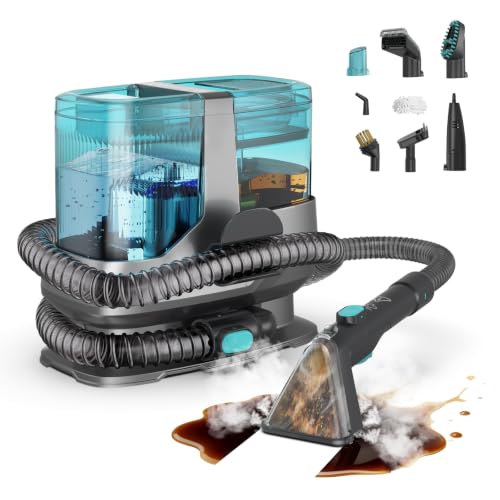 Portable Steam Carpet Cleaner Machine, 203°F High Temp & 18,000Pa Suction, 4 Cleaning Modes, Deep Stain & Odor Removal, Dual Tank Spot Cleaner for Pet Messes, Upholstery, Stairs & Car Detailing