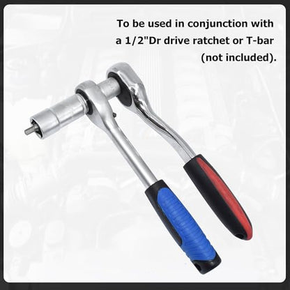 18PCS Steering Hub Suspension Shock Absorber Strut Nut Removal Tool Socket Kit, 1/2 inch Suspension Strut Spreader Tool Set, with Gloves