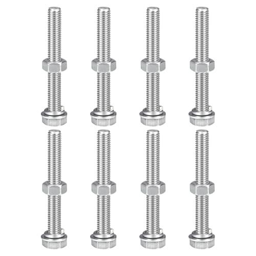 uxcell M8 x 65mm Hex Head Screws Bolts, Nuts, Flat & Lock Washers Kits, 304 Stainless Steel Fully Thread Hexagon Bolts 8 Sets - size: M8 x 65mm
