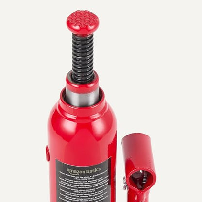 Amazon Basics Hydraulic Welded Bottle and Car Jack, 4.4 Short Ton/4 Metric Ton/4 Tonne/4000 kg Capacity, 7.4–14.3 Inch (18.8–36.3 cm) Lifting Range, Slow Release, Suitable for Cars, Red - size: 4.4 Short Ton/ 4 Metric Ton/ 4 Tonne / 4000 kg