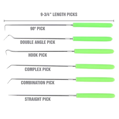 OEMTOOLS 26517 6-Piece Hook and Pick Set, Precision Manipulation for Automotive and Electronics, Durable Steel Construction, Versatile Tool Set