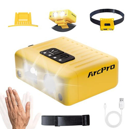 Ultra-Light (1.16oz) LED Clip on Hat Light with Motion Sensor - USB-C Rechargeable Cap Light, 5 Modes with Red Light, IPX6 Waterproof Headlamp for Fishing Hands-Free Clip-on Light (Yellow) - color: Yellow