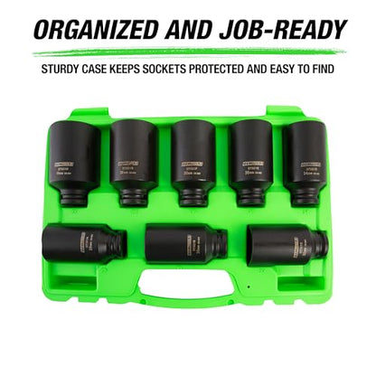 OEMTOOLS 37321 8 Piece 1/2 Inch Drive Axle Nut Socket Set, 12 Point Set, 29mm, 30mm, 32mm, 34mm, 35mm, 36mm, 38mm, and 39mm Socket Set with Case - style: 12 Point