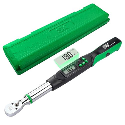 SK 3/8" Drive Digital Torque Wrench, 6.8 to 135 N-M, LED Display | Torquimetro, Four Units of Measure & Flash Notification - size: 3/8" Drive