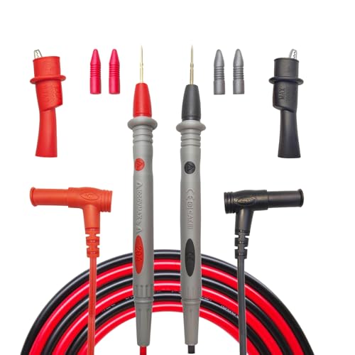 Professional Multimeter Test Leads 1000V 20A, 40.5in, Test Leads Kit, Ultra-Sharp Gold-Plated Probes, Silicone Meter Leads for Fluke, AstroAI, Klein Multimeter & Automotive Testing (Upgraded)