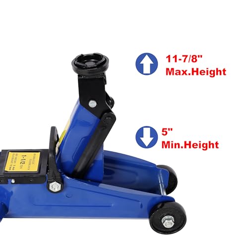 1.5 Ton Low Profile Hydraulic Trolley Service/Floor Jack, Floor Jack 1.5 Ton (3,000 LBs) Hydraulic Car Jack, Lifting Range 5"-11.8" - color: Not Include Case