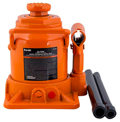 Pro-Lift 20 Ton Shorty Hydraulic Bottle Jack - Portable Car Jack 40000 Lbs Capacity with Pump Handle for Car Sedans SUV