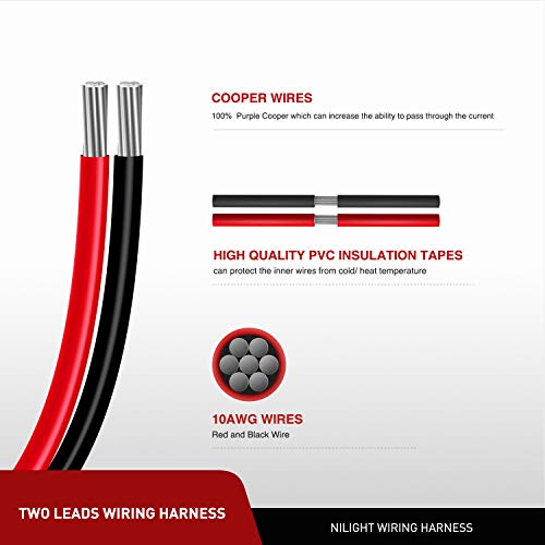 Nilight 10 Gauge 2 Pin Quick Disconnect Harness,Heavy Duty SAE Connector Bullet Lead Cable - color: 12" SAE Disconnect 10AWG