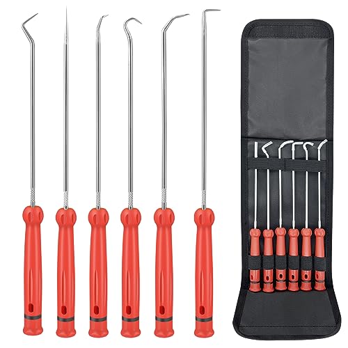 YOFOTHS Pick and Hook Set, 6 PCS Automotive Tools for Car Oil Seal/O-Ring Seal Mechanic Long Puller, Precision Auto Pick Tool Set with Portable Pouch