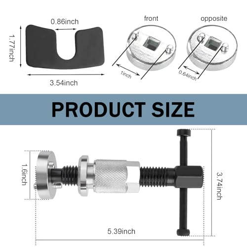 Car Brake Piston Rewind Tool, Rust-proof Disc Caliper Adjustment Kit, Car Rear Brake Pad Wind Back Right Handle Tool Set, Universal Piston Wind Back Replacement Accessory (Silver)