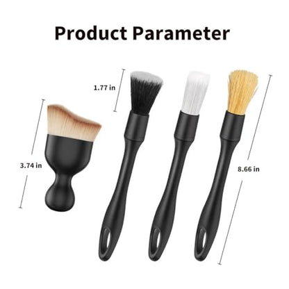 QioTceen Car Detailing Brush Set - 4-Piece Kit for Interior & Exterior Cleaning - Premium Car Wash Brush for Professional Results ﻿car Duster Interior