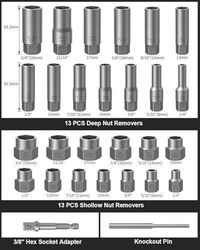 Bolt Extractor Kit, 67 Pcs Easy Out Screw Extractor Set with Left-Hand Drill Bits | Deep & Shallow Extractors, Multi-spline and Spiral Screw Extractors, Cr-Mo, Reverse Spiral Grip, For Broken, Rusted Bolt - size: 67Pcs