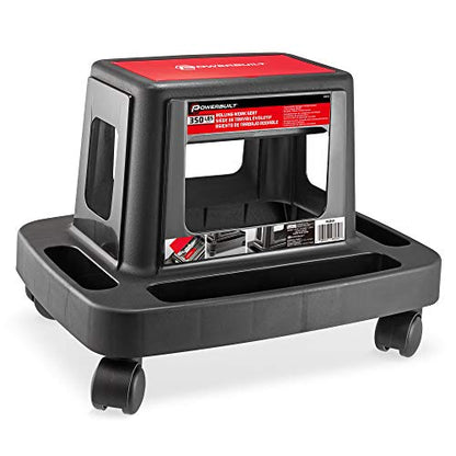 Powerbuilt Heavy Duty Injection Rolling Work Seat, Under-seat Storage Holds Tools, 3 Trays in Base Hold Tools and Small Parts, 350-pound Load Capacity - 620526