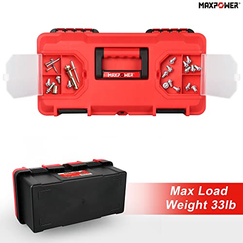 MAXPOWER Tool Box 16 inch, Plastic Small Tool Box with Latch Removable Tray | Lockable Toolbox for Home, Red - size: 16", style: 16" red