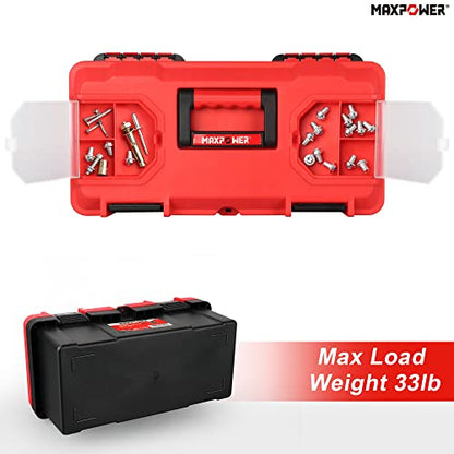 MAXPOWER Tool Box 16 inch, Plastic Small Tool Box with Latch Removable Tray | Lockable Toolbox for Home, Red - size: 16", style: 16" red