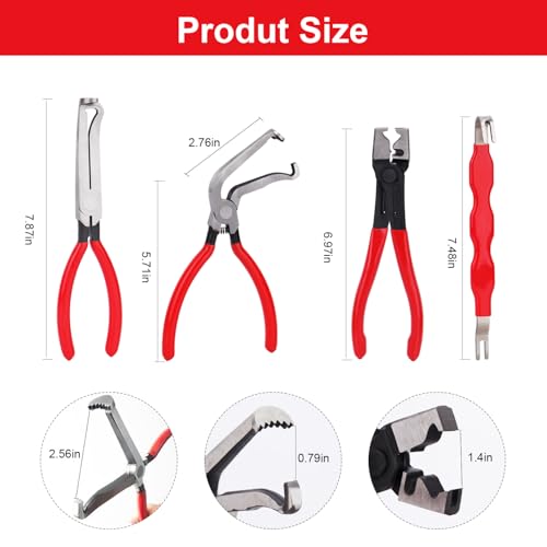 4PCS Electrical Disconnect Pliers Set For Car: Automotive Tools Electrical Plug Connector Removal Disconnect Pliers Kit, Connector Separator and Hose Clamp Plier