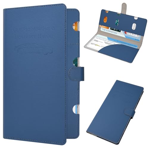 RSAquar Car Registration and Insurance Holder, Vehicle Glove Box Organizer Cool Car Accessories, Car Document Holder for Cards, Driver License & Essential Document, JD-Blue - color: JD-Blue