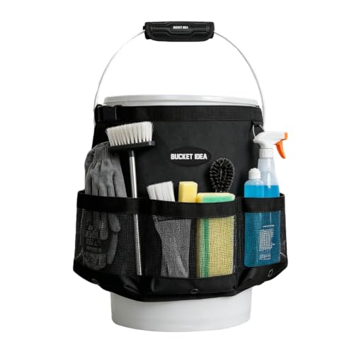 MELOTOUGH Bucket Car Wash Tool Organizer for Garden Cleaning bucket organizer Water-resistant Mesh Pockets for Clean Supplier, Car Wash Supplier Tools Fit 3.5 to 5 Gallon Bucket (Black) - color: Black