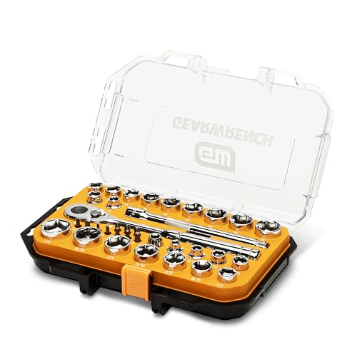 GEARWRENCH 36 Piece 3/8” Drive 72-Tooth 12 Point Drive Mechanics Tool Set | GW72SWS38 - size: 36 Piece, style: SAE/Metric