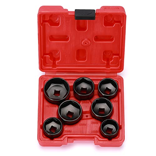 MIXPOWER 7 Pieces 3/8" Drive Low Profile Oil Filter Socket Set, 24mm, 25mm, 27mm, 28mm, 29mm, 32mm, 36mm, Oil Filter Cap Remover and Installer Tool Set - size: 7-Piece