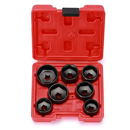 MIXPOWER 7 Pieces 3/8" Drive Low Profile Oil Filter Socket Set, 24mm, 25mm, 27mm, 28mm, 29mm, 32mm, 36mm, Oil Filter Cap Remover and Installer Tool Set - size: 7-Piece
