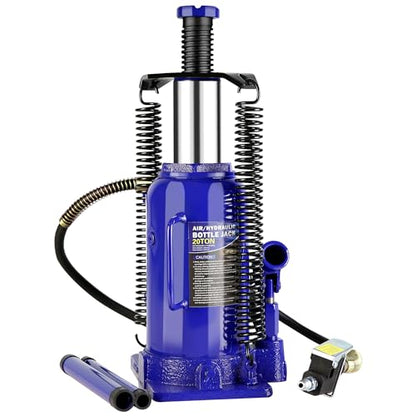 20 Ton Air Hydraulic Bottle Jack with Manual Hand Pump, Heavy Duty Auto Truck Travel Trailer Repair Lift for Pickup Truck, RV, Auto Repair, Industrial Engineering and Heavy Equipment (Blue) - color: Blue, size: 20 Ton