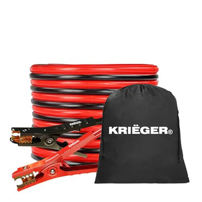 K KRIËGER Krieger Jumper Cables for Car Battery, Heavy Duty Automotive Booster Cables for Jump Starting Dead or Weak Batteries with Carrying Bag Included (25-Feet (2-Gauge) - size: 25-Feet (2-Gauge)