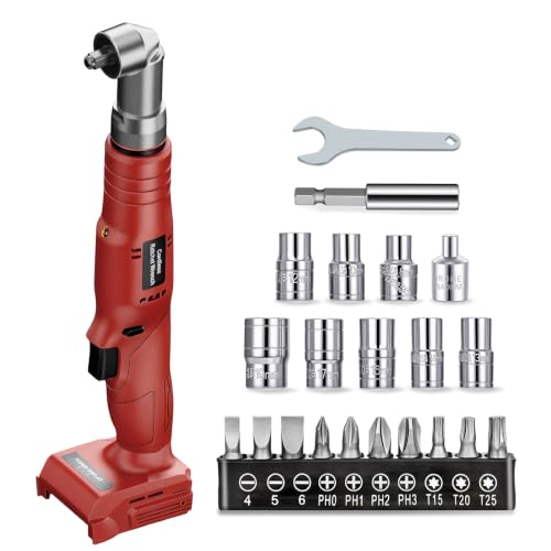 1/2" Cordless Ratchet Wrench Compatible with Milwaukee 18V Battery, 96 FT-LBS Electric Ratchet with 1/4" Hex Bit Driver, with 3/8" Ratchet Socket Adapter for Home Car Nut Screw Repair, Tool Only - color: Red, Tool Only