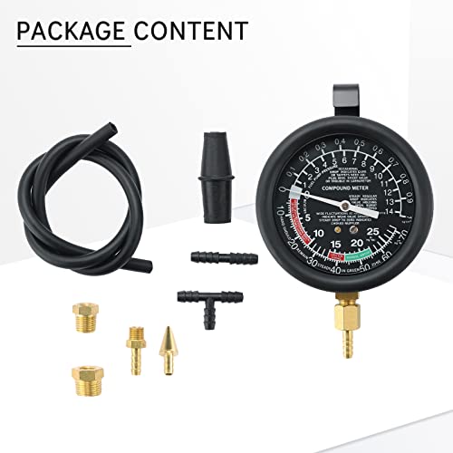 Vacuum and Fuel Pump Tester Gauge Kit | Gauge Leak Carburetor Pressure Diagnostics Tool Kit (Red) - color: Red