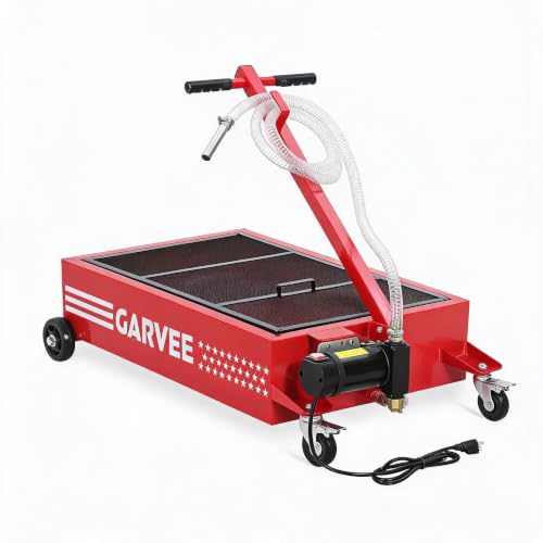 15 Gal Oil Drain Pan with 8ft Hose High-Flow Electric Pump | with Electric Pump, Wheels & Folding Handle, Oil Drain Tank for Cars, SUVs, Trucks, Buses, RVs - color: National Flag-Red, size: 15 Gal with Electric Pump
