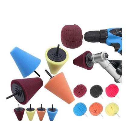 Car Polishing Pad Buffing Foam Sponge Cone Polisher Buffer Automotive Waxing Kit for Wheel Hub(Gray) - color: Gray