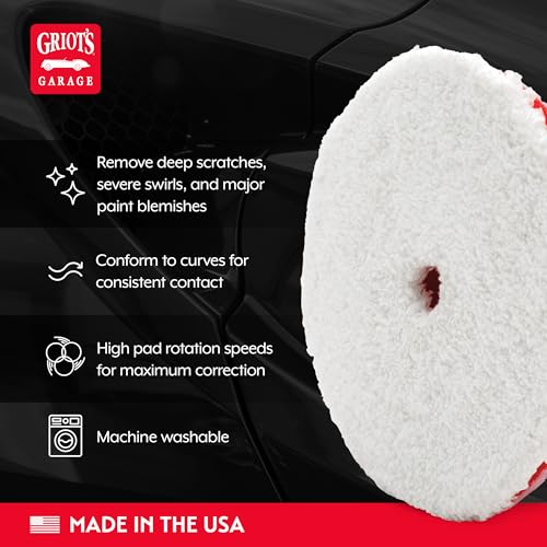 Griot's Garage BOSS 6.5” Microfiber Pads for Car Polishing and Detailing, Buffing Pads for Moderate and Severe Scratch Removal, Set of 2 - size: 6.5 Inch Pads (Set of 2)